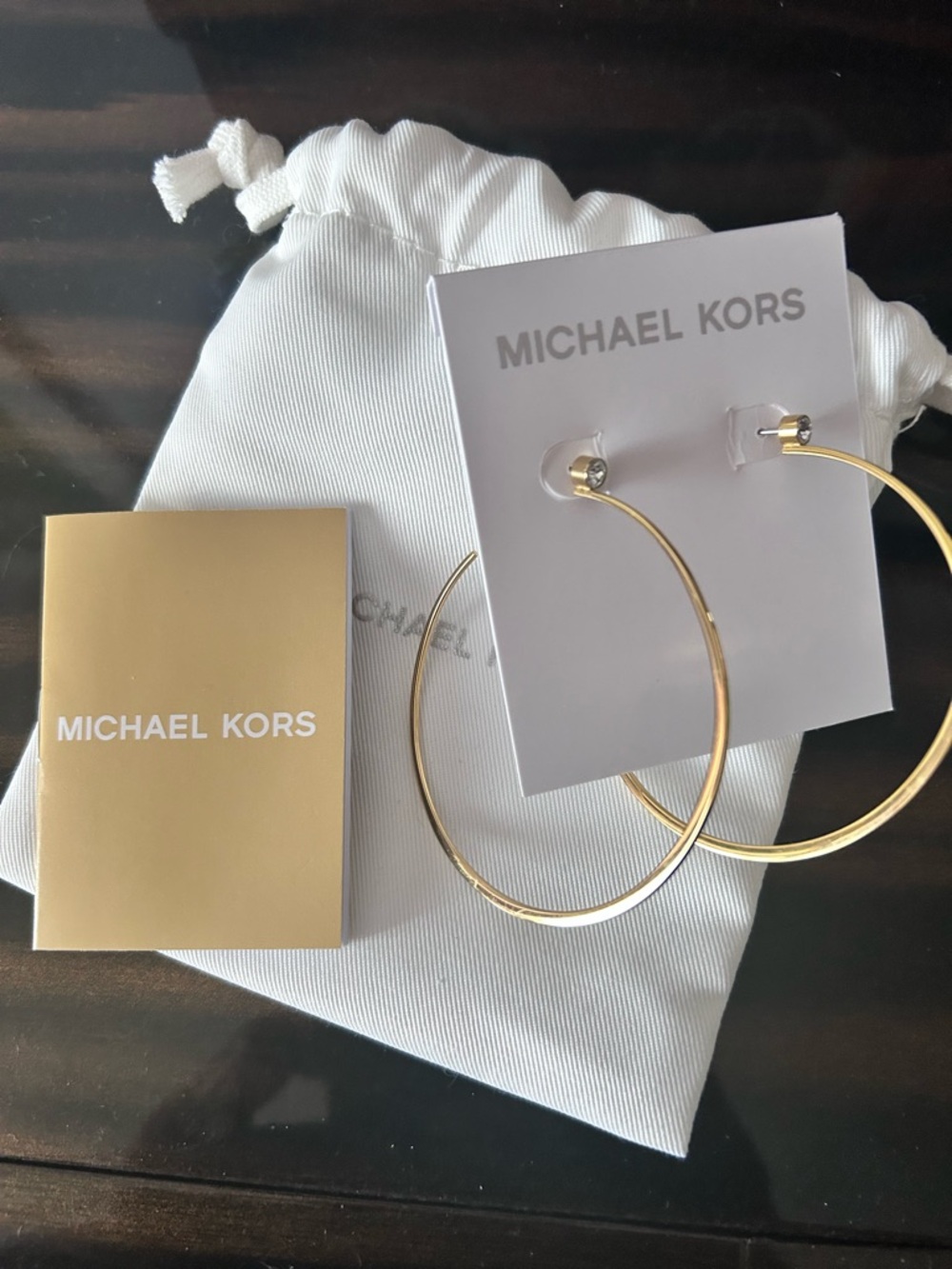 Michael Kors Gold Large Thin Hoop Earrings